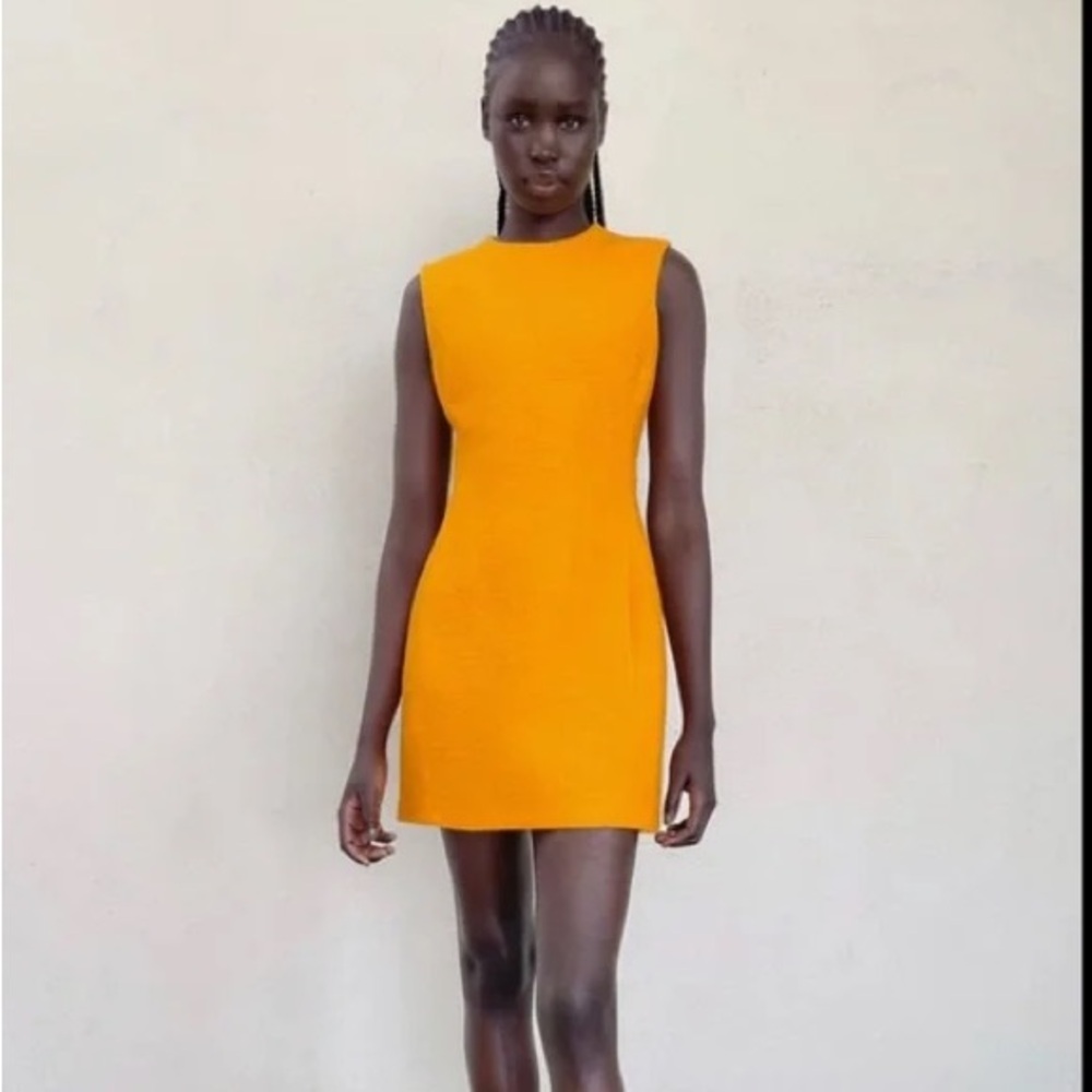 Zara Orange Tweed Dress